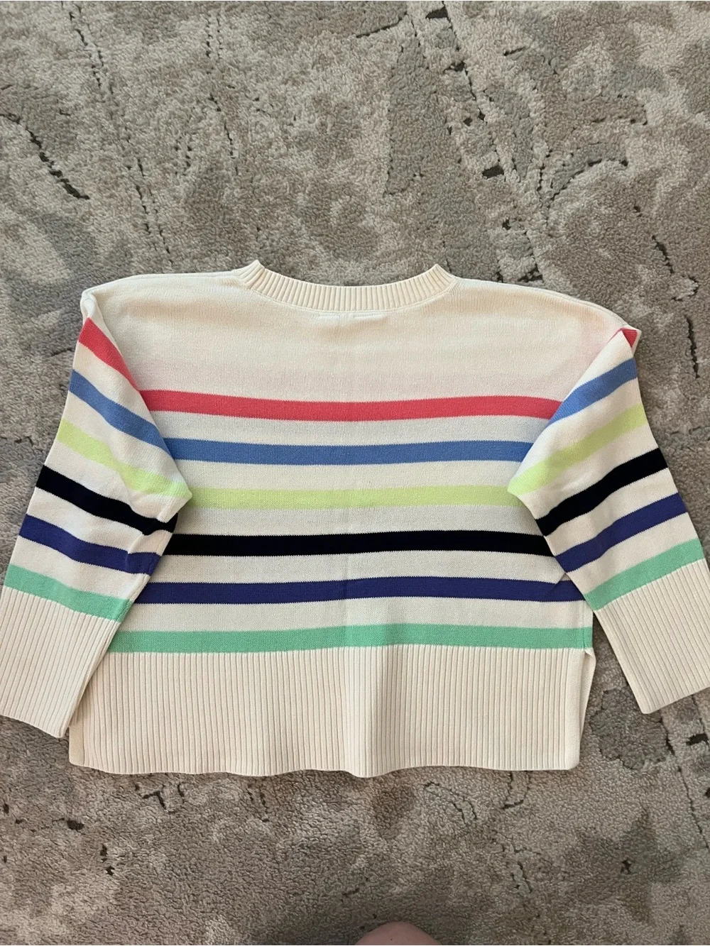 GAP Girls Cream Crewneck Sweater with Multicolor Stripes
